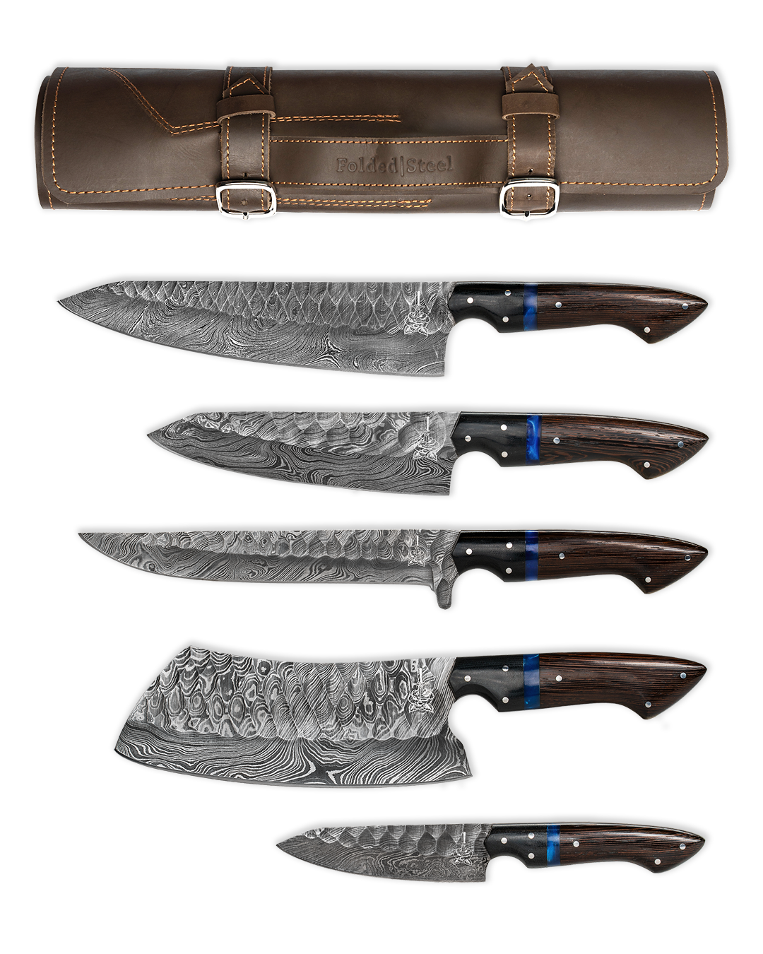 5 Pieces Hand Forged Damascus Kitchen Knife Set 