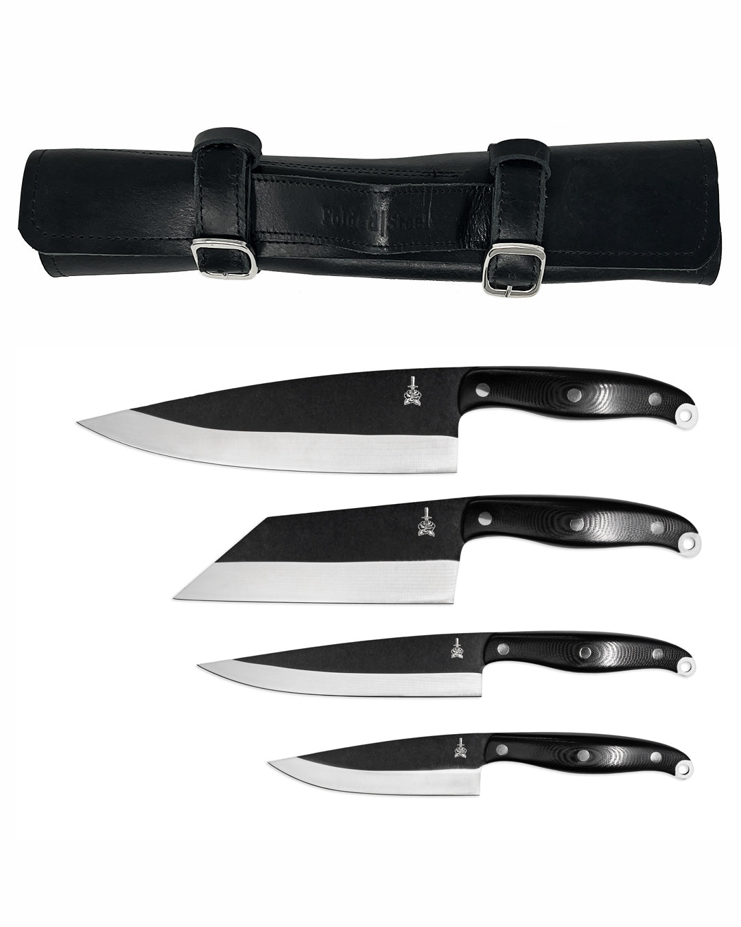 Mainstays 4-Piece Steak Knife Set with Black Soft Grip Handles
