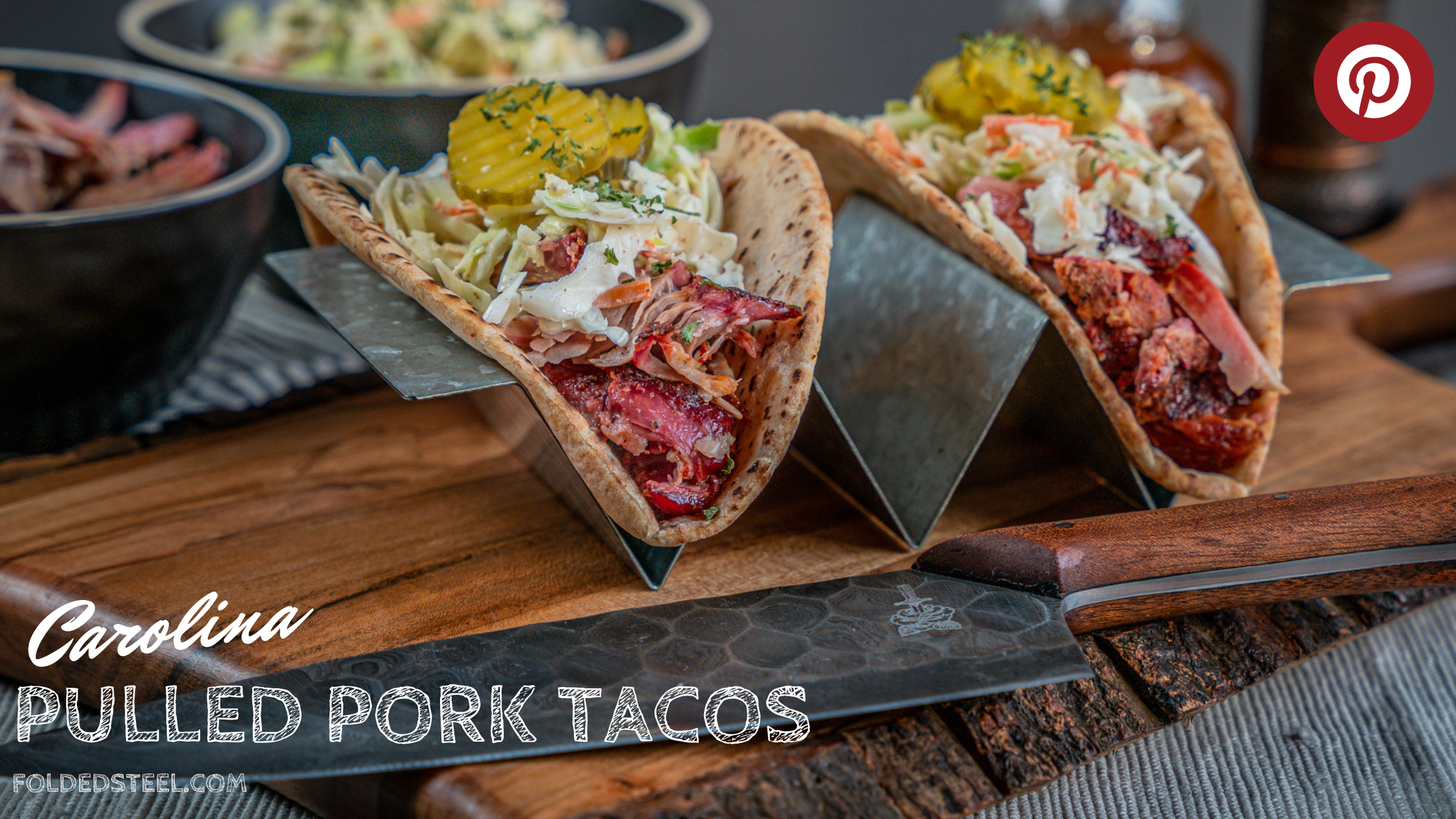 folded steel pulled pork tacos