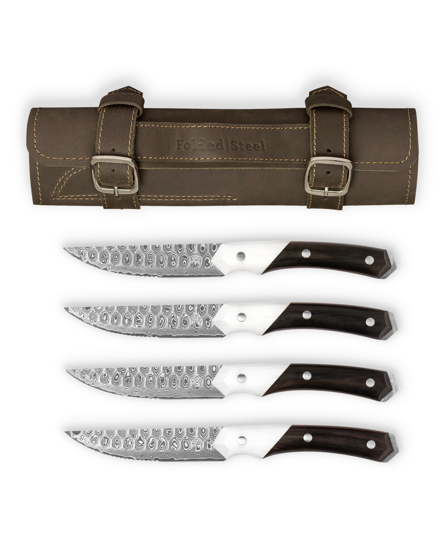 folded steel hawthorn 4 piece steak knife set Damascus chef knife