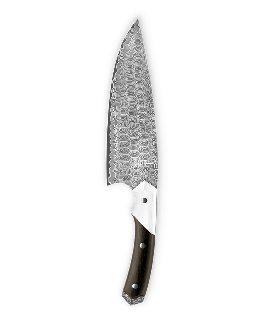 folded steel hawthorn 8 inch damascus chef knife