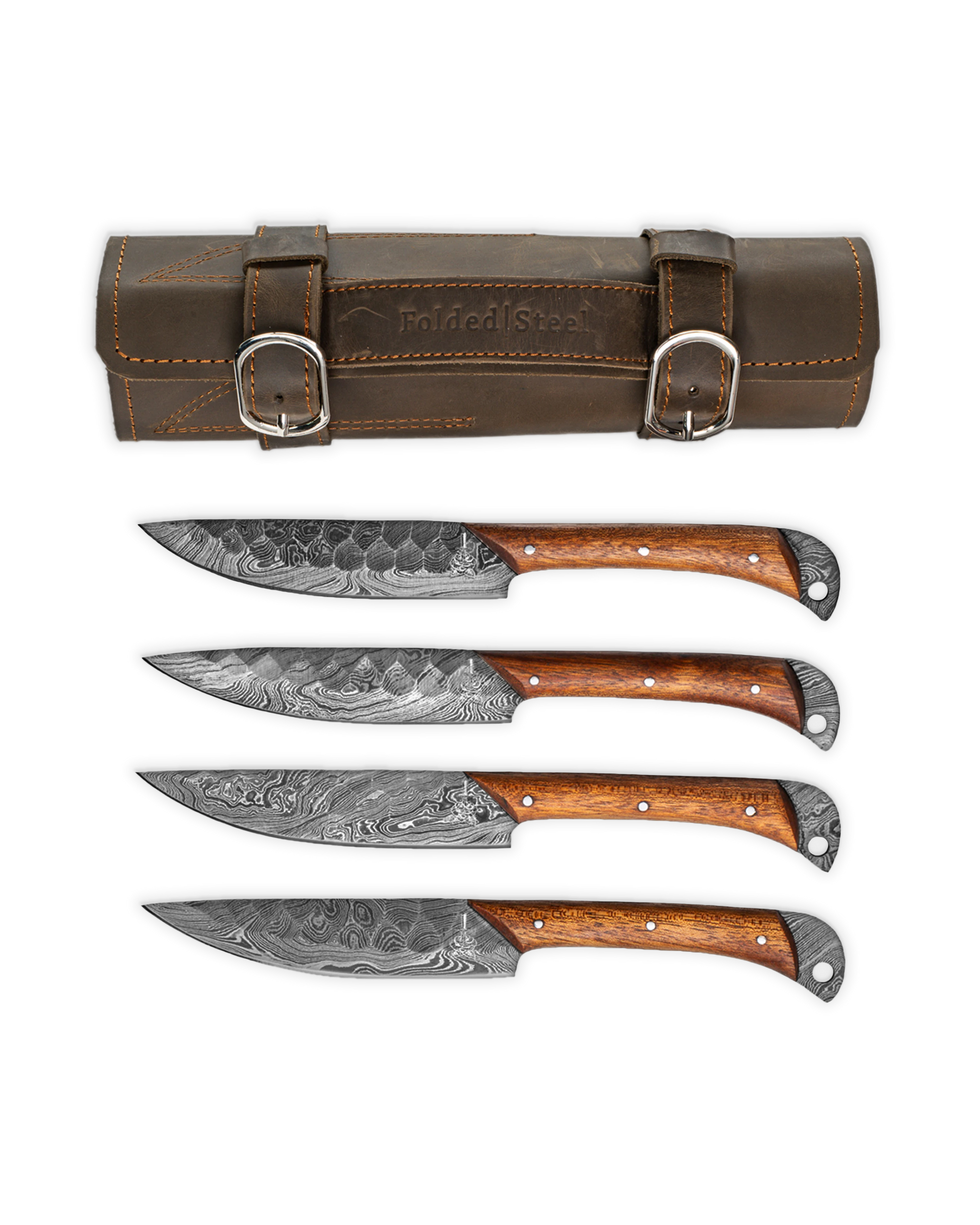 Denton Damascus Steel Steak Knives - Set of 4 – Forseti Steel
