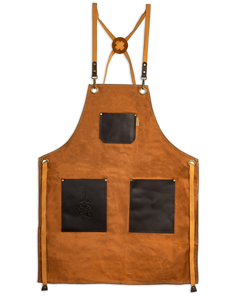 Chef Apron | Tan Waxed Canvas + Genuine Leather